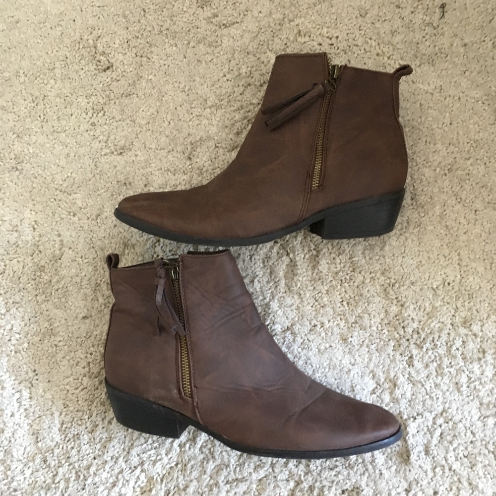 Madden Girl Brown Faux Leather Booties